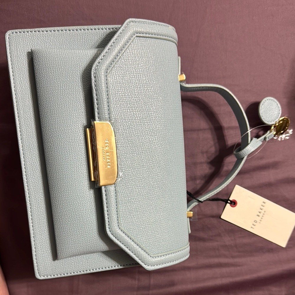 Ted Baker Gray Clutch with Gold Hardware